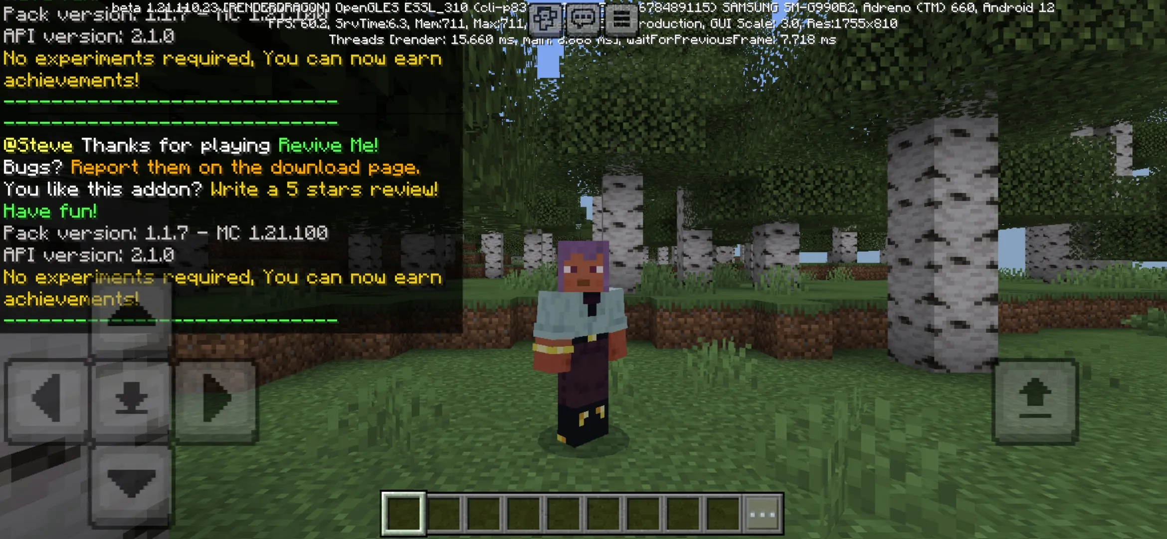 Start from Revive Me Mod for Minecraft PE
