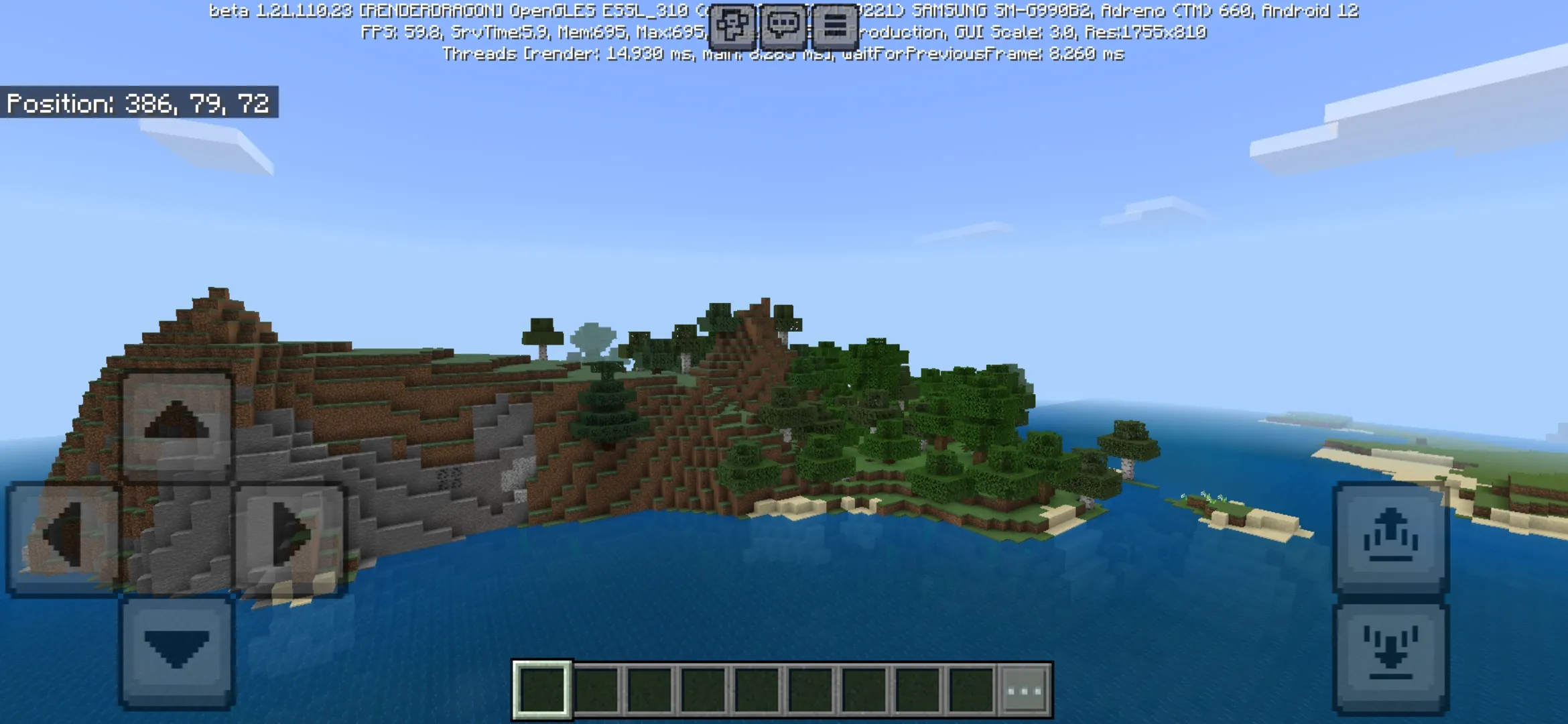 Top View from Old World Generation Map for Minecraft PE