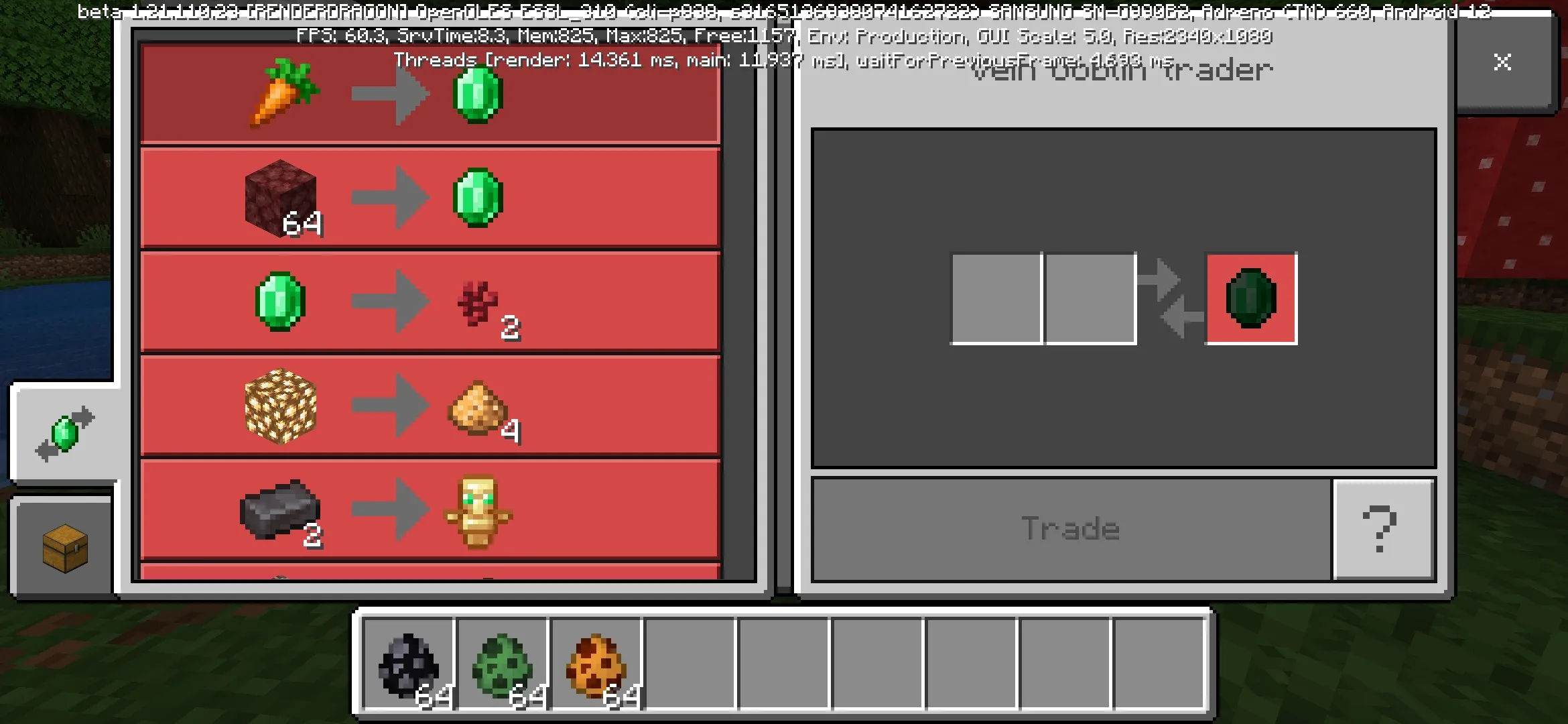 Trade from Goblin Trader Mod for Minecraft PE