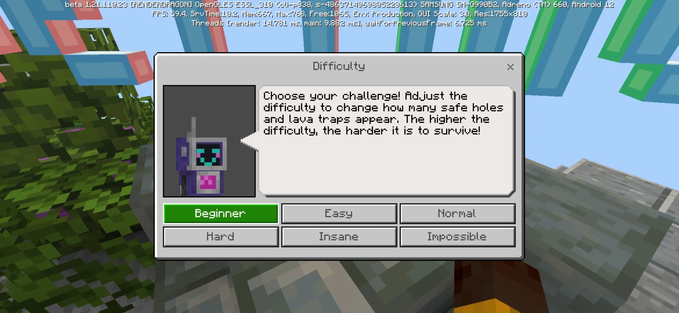 Difficulty from Lava Trust Fall Map for Minecraft PE