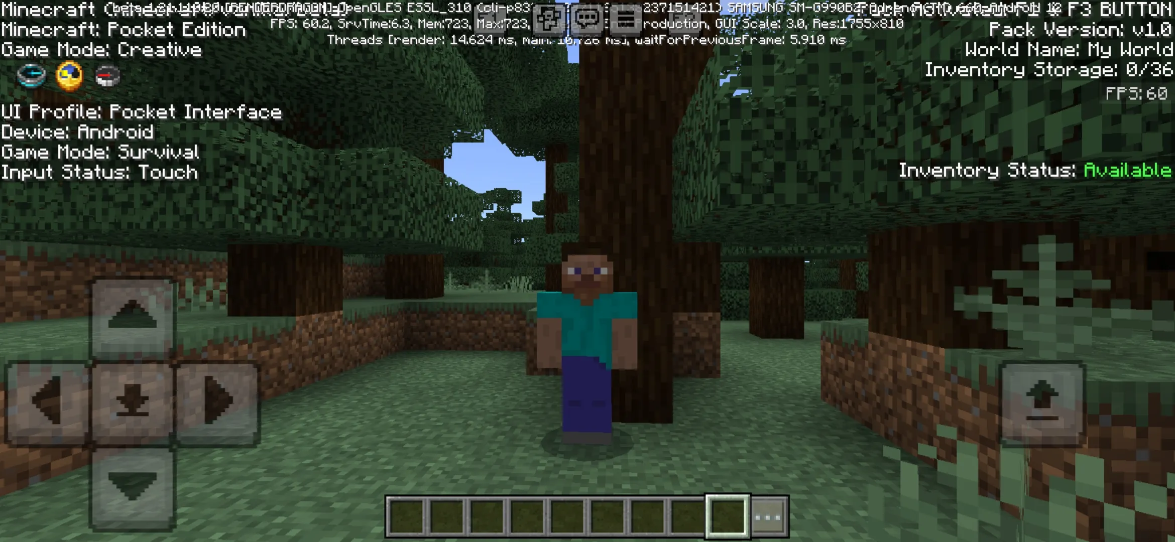 F1 and F3 Buttons Texture Pack for Minecraft PE