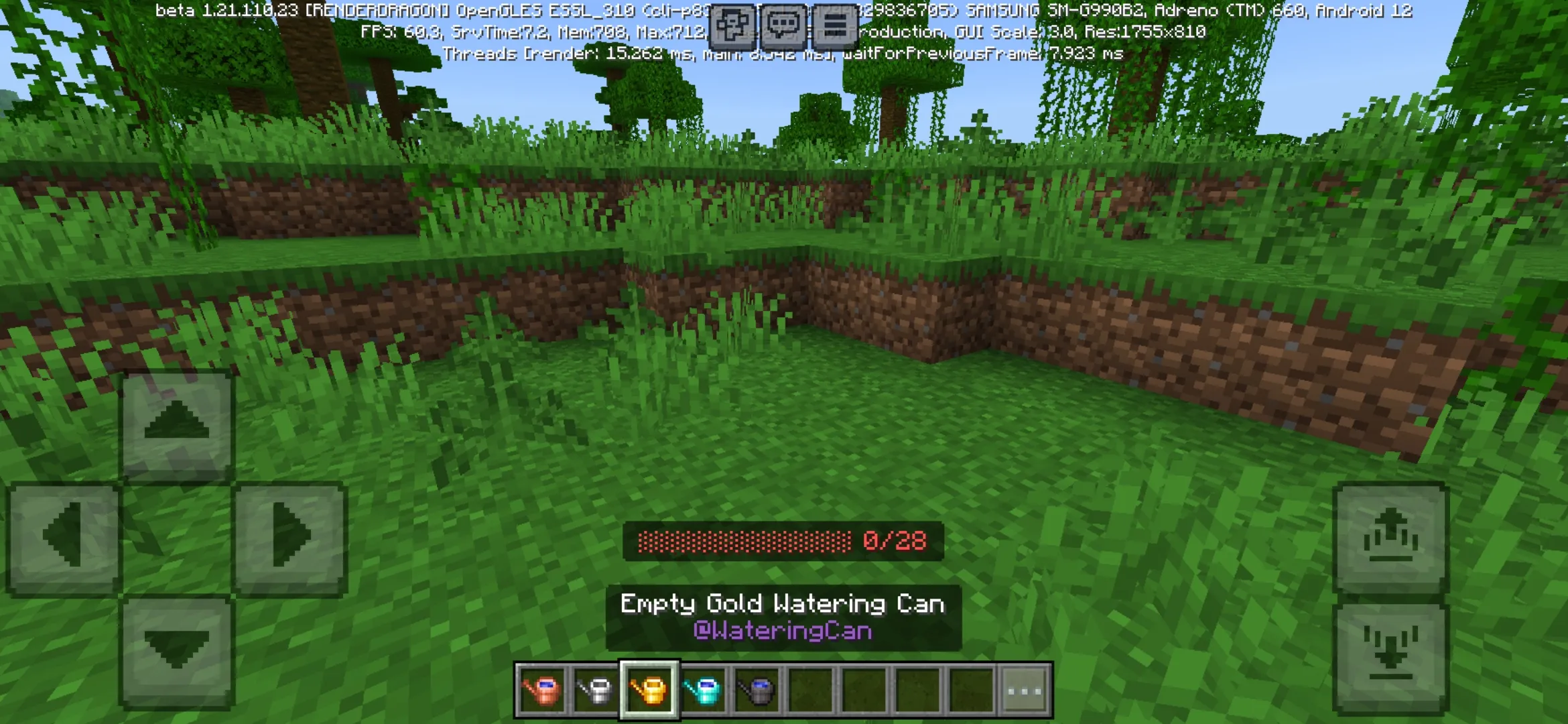 Gold from Watering Cans Mod for Minecraft PE