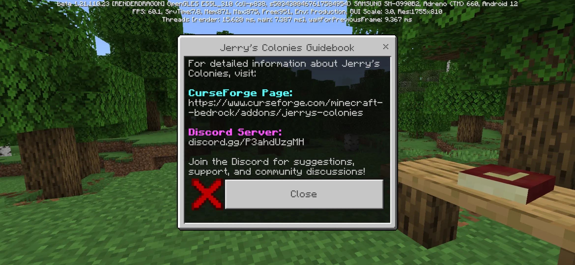 Guidebook from Create a Civilization Mod for Minecraft PE