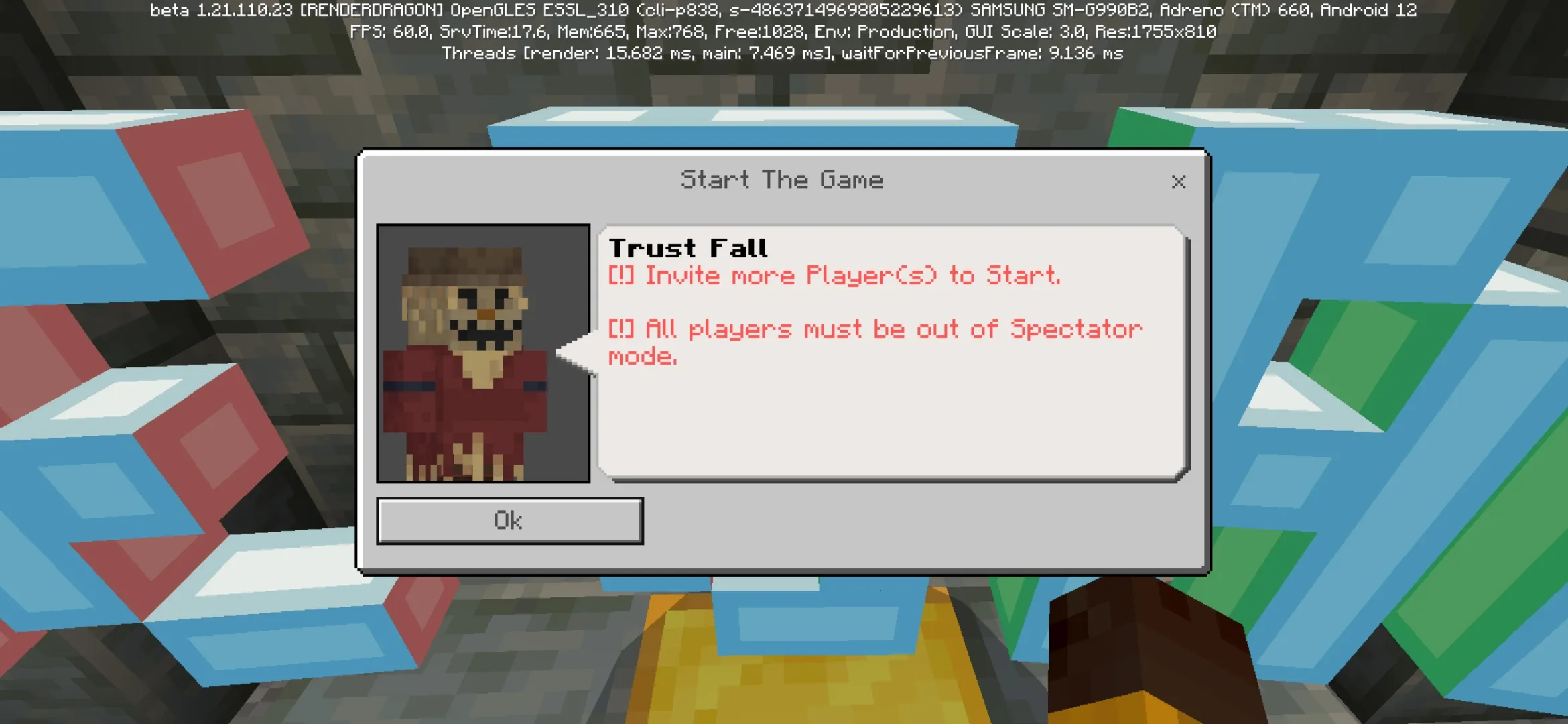 Info from Lava Trust Fall Map for Minecraft PE