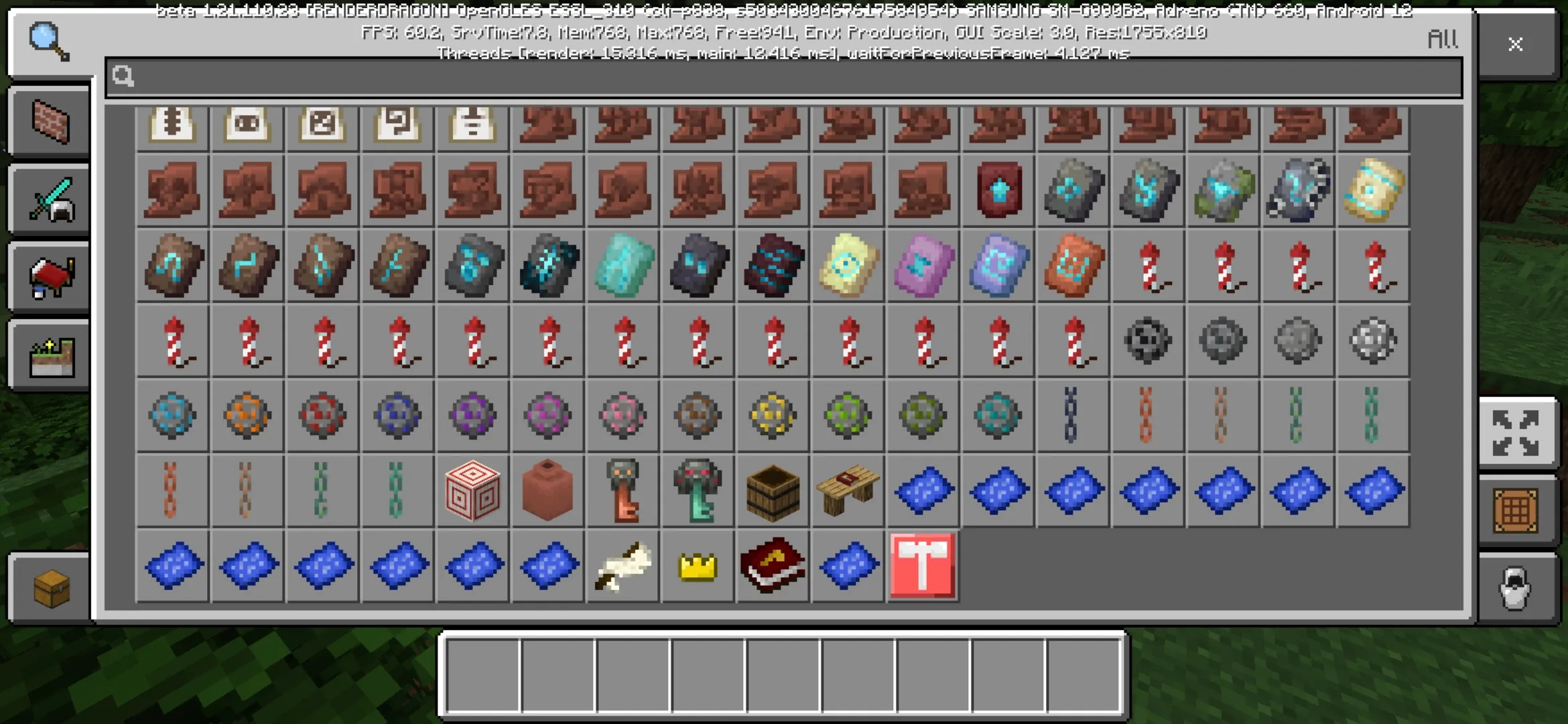 Inventory from Create a Civilization Mod for Minecraft PE