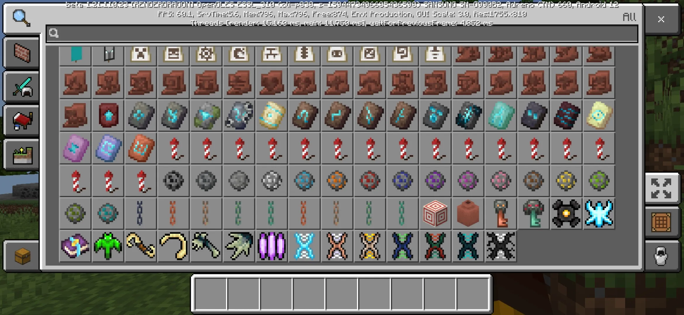 Inventory from Kaiju Craft Mod for Minecraft PE