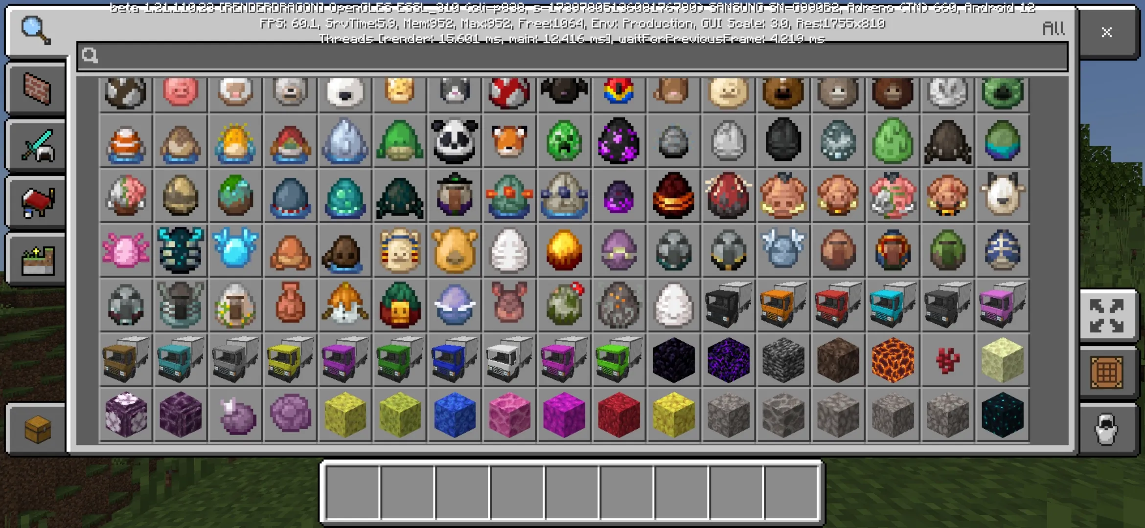 Inventory from Truck Mod for Minecraft PE