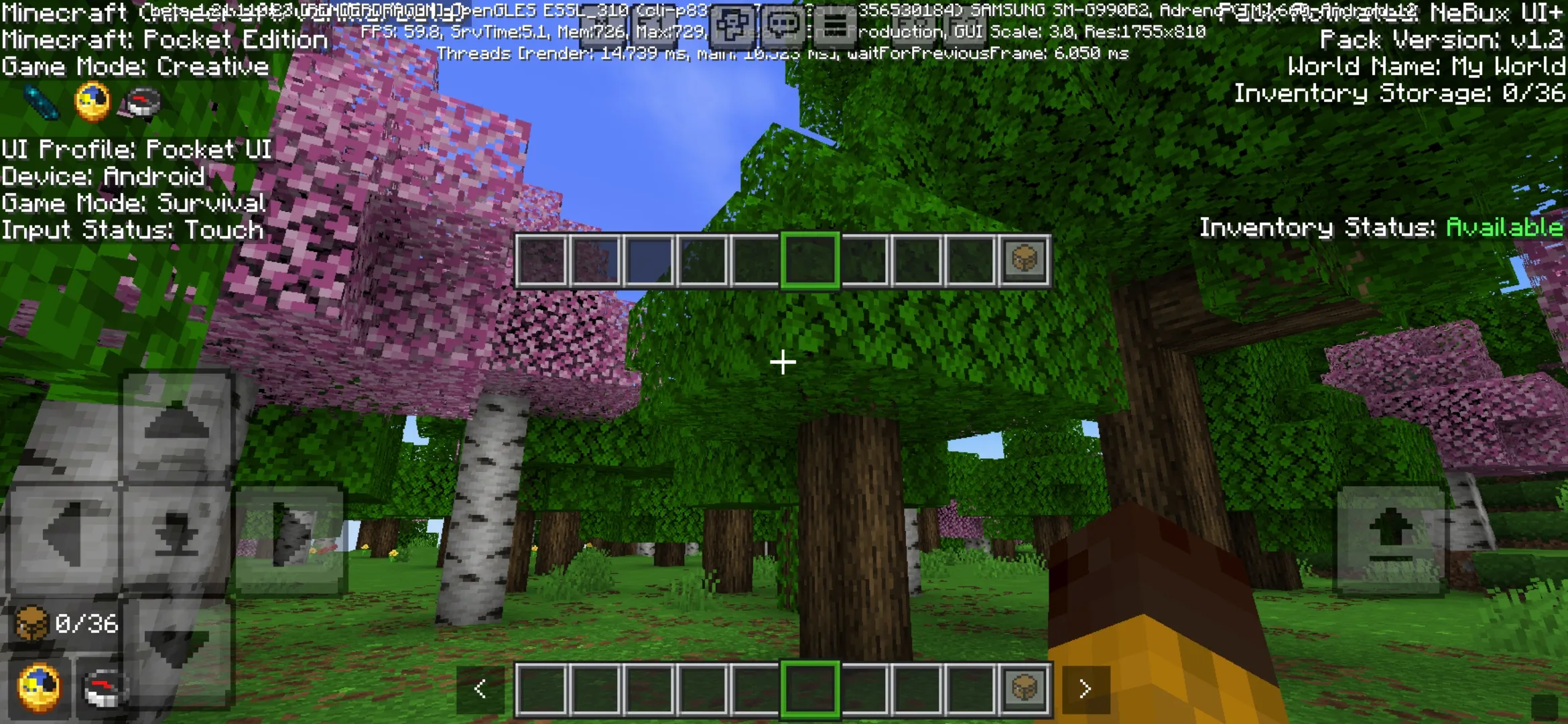 Options from Nebux Extreme Texture Pack for Minecraft PE