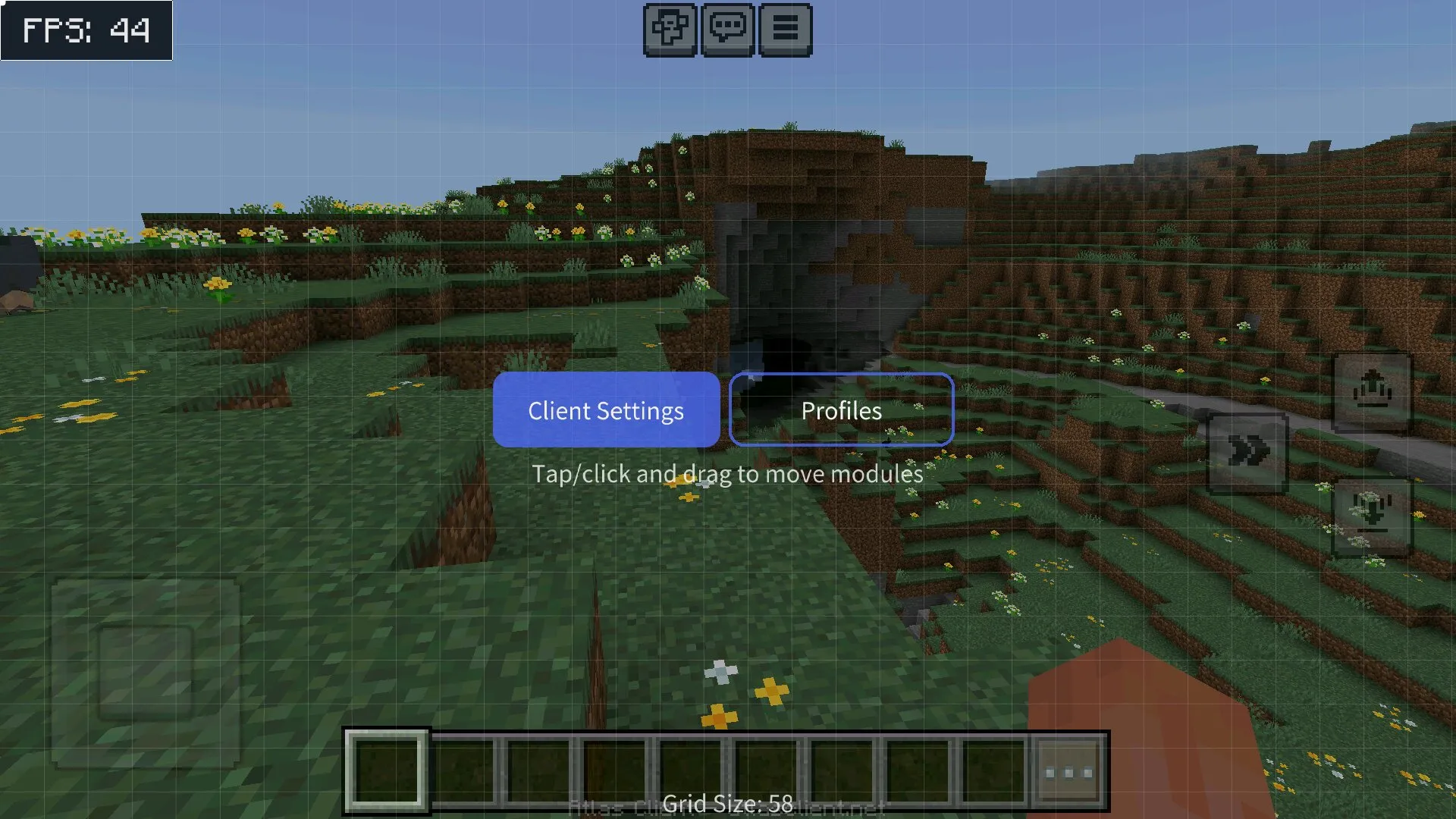 Menu from client atlas from Minecraft PE 1.21