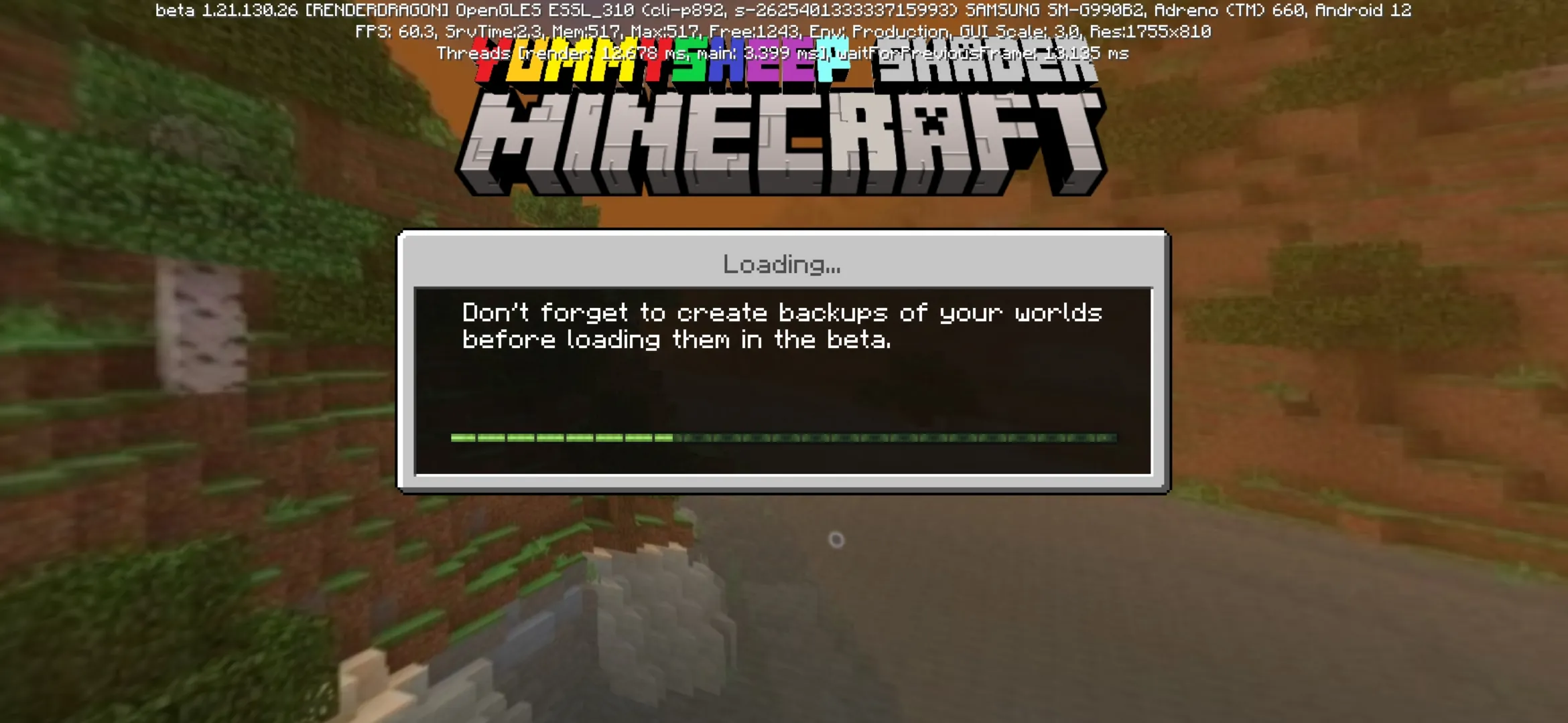 Start from Yummysheep Shader for Minecraft PE